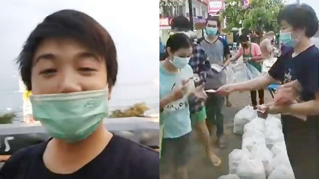 แห่ชื่นชมหนุ่ม หอบเงินเป็นปึกๆ ขนอาหาร ไปยืนแจกชาวบ้านเดือดร้อนพิษโควิดริมถนน - ครูโอ๋ รูปที่ 0